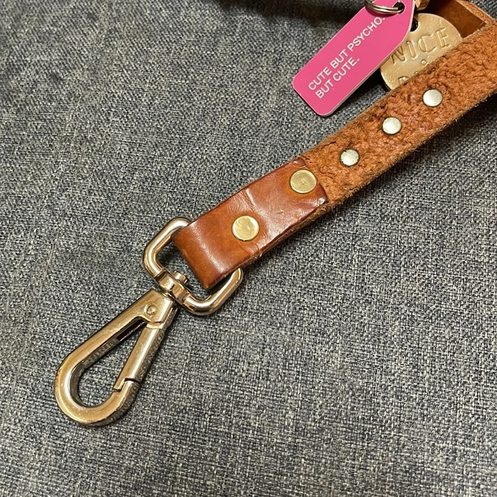 Nice Digs Original Spike Leather Dog Leash- Jungle Tan